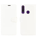 For Huawei Y6p Litchi Texture Horizontal Flip Protective Case with Holder & Card Slots & Wallet(White)