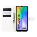 For Huawei Y6p Litchi Texture Horizontal Flip Protective Case with Holder & Card Slots & Wallet(White)