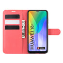 For Huawei Y6p Litchi Texture Horizontal Flip Protective Case with Holder & Card Slots & Wallet(Red)