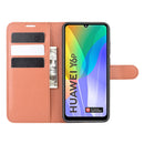 For Huawei Y6p Litchi Texture Horizontal Flip Protective Case with Holder & Card Slots & Wallet(Brown)