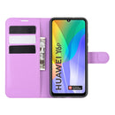 For Huawei Y6p Litchi Texture Horizontal Flip Protective Case with Holder & Card Slots & Wallet(Purple)