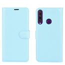 For Huawei Y6p Litchi Texture Horizontal Flip Protective Case with Holder & Card Slots & Wallet(Blue)