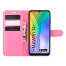 For Huawei Y6p Litchi Texture Horizontal Flip Protective Case with Holder & Card Slots & Wallet(Rose red)
