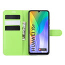 For Huawei Y6p Litchi Texture Horizontal Flip Protective Case with Holder & Card Slots & Wallet(Green)