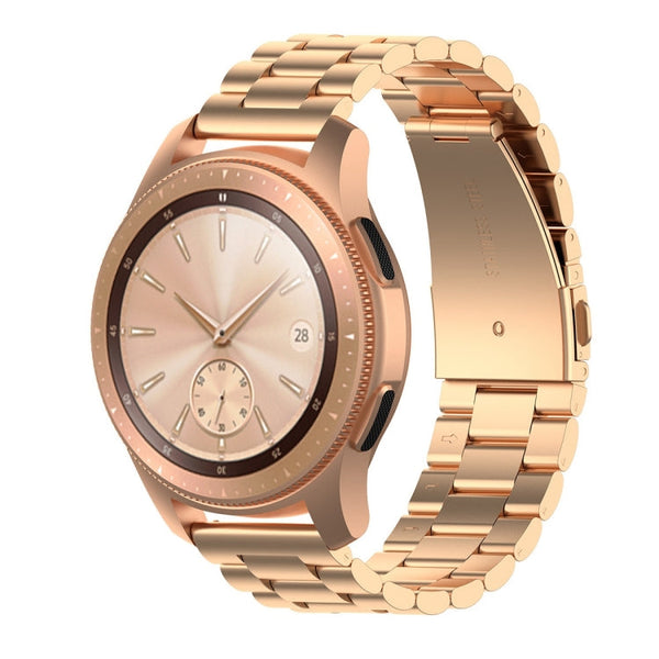For Huami GTS/Galaxy Watch 42/40/44 20mm 3-Beads Stainless Steel Watch Band(Rose Gold)