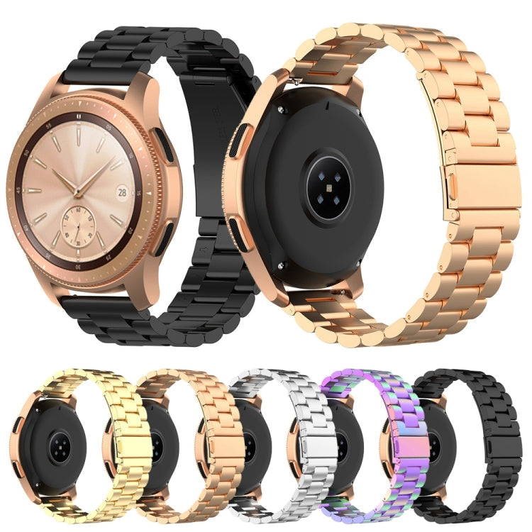 For Huami GTS/Galaxy Watch 42/40/44 20mm 3-Beads Stainless Steel Watch Band(Black)