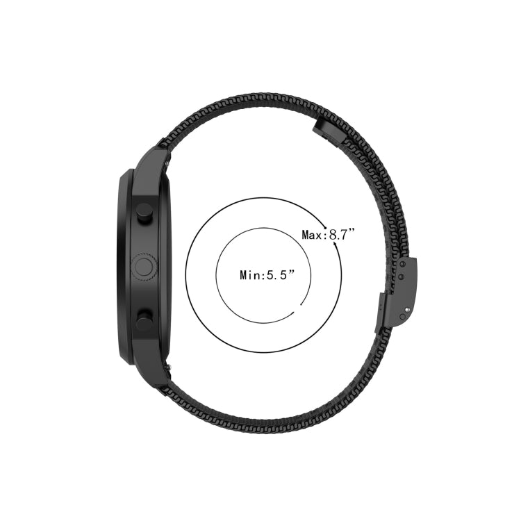 For Huawei GT/GT2 46mm/ Galaxy Watch 46mm/ Fossil Fossil Gen 5 Carlyle 46mm 22mm Stainless Steel Mesh Watch Band(Black)