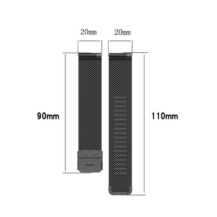 For Huawei GT2 42mm / Galaxy Watch 42mm /Galaxy Active2 20mm Stainless Steel Mesh Watch Band(Colourful)