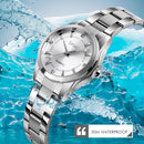 SKmei 1620 Delicate Rhinestone Creative Casual Waterproof Quartz Women Watch Steel Strap Watch(White)