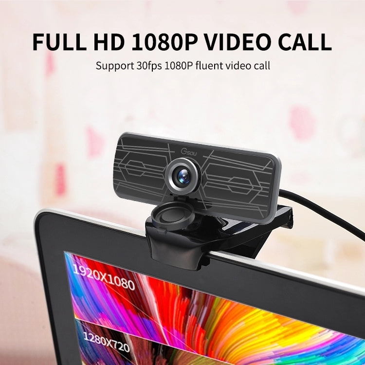 Gsou T16s 1080P HD Webcam with Cover Built-in Microphone for Online Classes Broadcast Conference Video