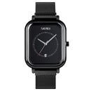 SKMEI 9207 Fashion Creative Simple Watch Men Magnetic Buckle Mesh Belt Steel Belt Couple Quartz Watch(Black)