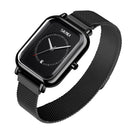 SKMEI 9207 Fashion Creative Simple Watch Men Magnetic Buckle Mesh Belt Steel Belt Couple Quartz Watch(Black)