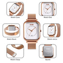 SKMEI 9207 Fashion Creative Simple Watch Men Magnetic Buckle Mesh Belt Steel Belt Couple Quartz Watch(Silver Black)