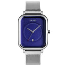 SKMEI 9207 Fashion Creative Simple Watch Men Magnetic Buckle Mesh Belt Steel Belt Couple Quartz Watch(Silver Blue)