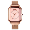 SKMEI 9207 Fashion Creative Simple Watch Men Magnetic Buckle Mesh Belt Steel Belt Couple Quartz Watch(Rose Gold)