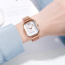 SKMEI 9207 Fashion Creative Simple Watch Men Magnetic Buckle Mesh Belt Steel Belt Couple Quartz Watch(Rose Gold)