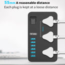 T09 3000W High Power Multi-Function Plug-in 3-Hole International Universal Jack + 6 USB Intelligent Charging UK PLUG