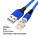 3A USB to Micro USB Fast Charging + 480Mbps Data Transmission Mobile Phone Magnetic Suction Fast Charging Data Cable, Cable Length: 1m(Blue)
