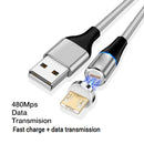 3A USB to Micro USB Fast Charging + 480Mbps Data Transmission Mobile Phone Magnetic Suction Fast Charging Data Cable, Cable Length: 1m(Silver)