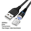 3A USB to USB-C / Type-C Fast Charging + 480Mbps Data Transmission Mobile Phone Magnetic Suction Fast Charging Data Cable, Cable Length: 1m(Black)