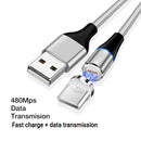 3A USB to USB-C / Type-C Fast Charging + 480Mbps Data Transmission Mobile Phone Magnetic Suction Fast Charging Data Cable, Cable Length: 1m(Silver)