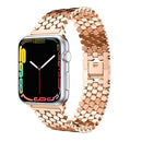 For Apple Watch Series 7 41mm / 6 & SE & 5 & 4 40mm / 3 & 2 & 1 38mm Honeycomb Stainless Steel Strap(Rose Gold)