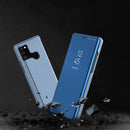 For Samsung Galaxy M31 / M21 / M30S Plated Mirror Horizontal Flip Leather Case with Holder(Black)