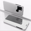 For Samsung Galaxy M31 / M21 / M30S Plated Mirror Horizontal Flip Leather Case with Holder(Silver)
