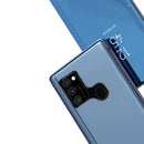 For Samsung Galaxy M31 / M21 / M30S Plated Mirror Horizontal Flip Leather Case with Holder(Silver)