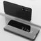 For Samsung Galaxy A01 Plated Mirror Horizontal Flip Leather Case with Holder(Black)