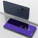 For Samsung Galaxy A01 Plated Mirror Horizontal Flip Leather Case with Holder(Purple Blue)