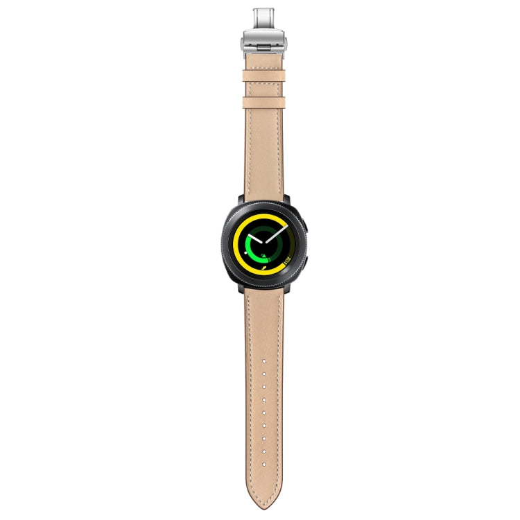 22mm For Huawei Watch GT2e / GT2 46mm Leather Butterfly Buckle Strap Silver Buckle(Apricot)
