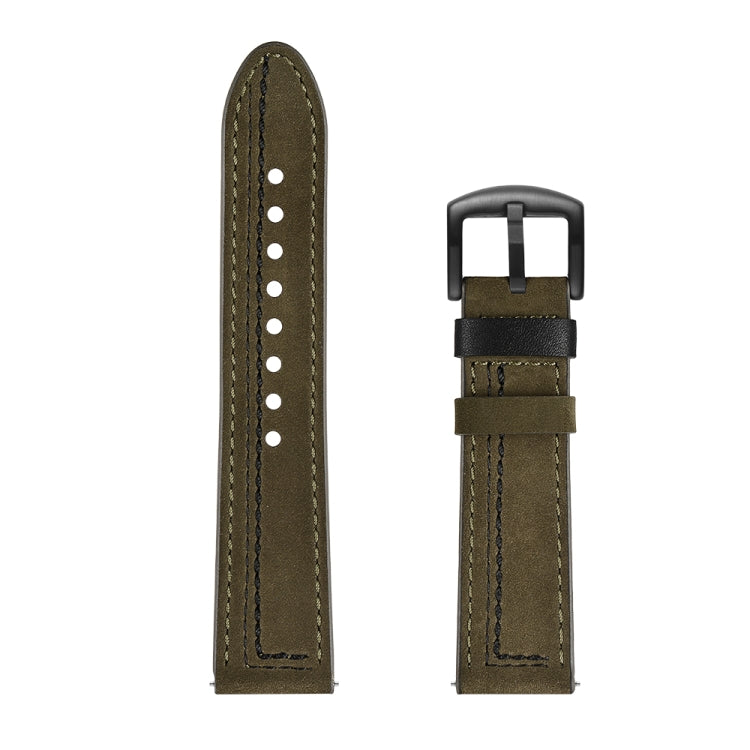 22mm For Huawei Watch GT2e / GT2 46mm Zigzag Leather Watch Band(Green)