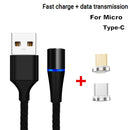 2 in 1 3A USB to Micro USB + USB-C / Type-C Fast Charging + 480Mbps Data Transmission Mobile Phone Magnetic Suction Fast Charging Data Cable, Cable Length: 1m(Black)