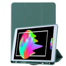 For iPad 10.2 Honeycomb Ventilation Foldable Deformation Horizontal Flip PU Leather Case with 3-Folding Holder & Pen Slot & Smart Sleep / Wake-up(Dark Night Green)