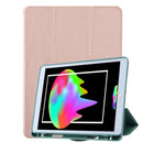 For iPad 10.2 Honeycomb Ventilation Foldable Deformation Horizontal Flip PU Leather Case with 3-Folding Holder & Pen Slot & Smart Sleep / Wake-up(Rose Gold)