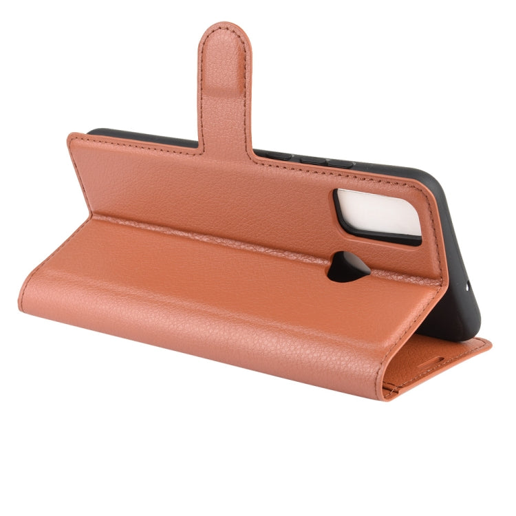 For Huawei Honor 9X lite Litchi Texture Horizontal Flip Protective Case with Holder & Card Slots & Wallet(Brown)