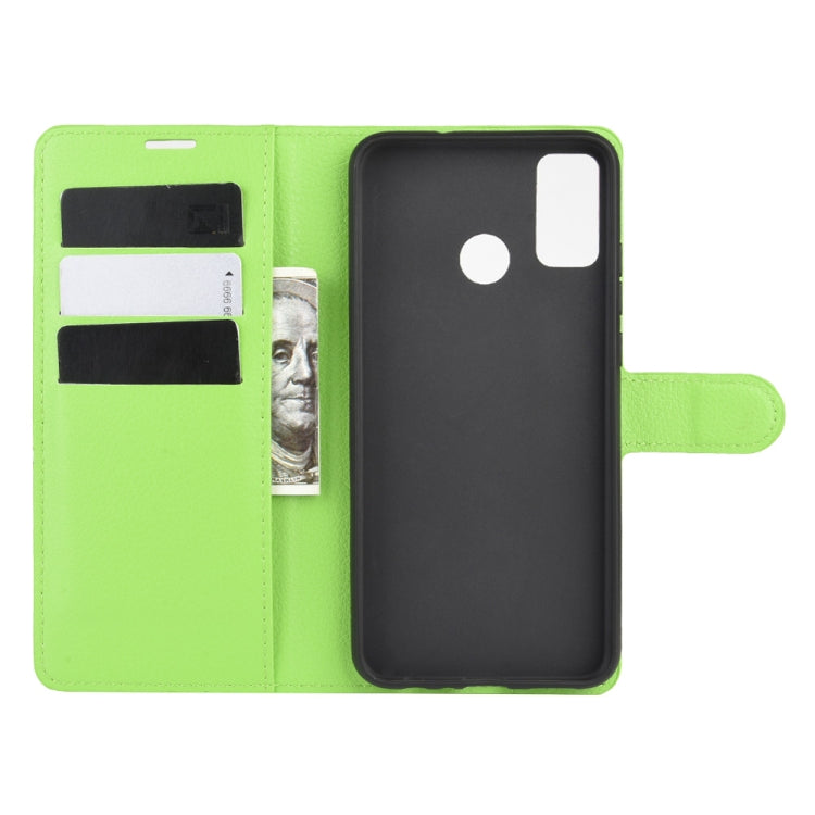 For Huawei Honor 9X lite Litchi Texture Horizontal Flip Protective Case with Holder & Card Slots & Wallet(Green)