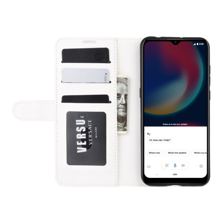 For Wiko view 4/ 4 lite R64 Texture Single Horizontal Flip Protective Case with Holder & Card Slots & Wallet& Photo Frame(White)