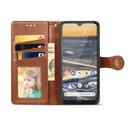 For Nokia 5.3 Retro Solid Color Leather Buckle Phone Case with Lanyard & Photo Frame & Card Slot & Wallet & Stand Function(Brown)