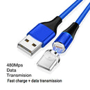 3A USB to USB-C / Type-C Fast Charging + 480Mbps Data Transmission Mobile Phone Magnetic Suction Fast Charging Data Cable, Cable Length: 2m(Blue)