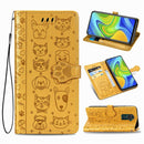 For Xiaomi Redmi 10X (4G) / Note 9 Cute Cat and Dog Embossed Horizontal Flip Leather Case with Bracket / Card Slot / Wallet / Lanyard(Yellow)