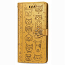 For Xiaomi Redmi 10X (4G) / Note 9 Cute Cat and Dog Embossed Horizontal Flip Leather Case with Bracket / Card Slot / Wallet / Lanyard(Yellow)