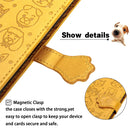For Xiaomi Redmi 10X (4G) / Note 9 Cute Cat and Dog Embossed Horizontal Flip Leather Case with Bracket / Card Slot / Wallet / Lanyard(Yellow)
