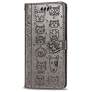 For Xiaomi Redmi 10X (4G) / Note 9 Cute Cat and Dog Embossed Horizontal Flip Leather Case with Bracket / Card Slot / Wallet / Lanyard(Grey)