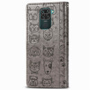 For Xiaomi Redmi 10X (4G) / Note 9 Cute Cat and Dog Embossed Horizontal Flip Leather Case with Bracket / Card Slot / Wallet / Lanyard(Grey)