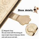 For Xiaomi Redmi 10X (4G) / Note 9 Cute Cat and Dog Embossed Horizontal Flip Leather Case with Bracket / Card Slot / Wallet / Lanyard(Gold)