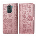 For Xiaomi Redmi 10X (4G) / Note 9 Cute Cat and Dog Embossed Horizontal Flip Leather Case with Bracket / Card Slot / Wallet / Lanyard(Rose Gold)