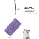 For Xiaomi Redmi 10X (4G) / Note 9 Cute Cat and Dog Embossed Horizontal Flip Leather Case with Bracket / Card Slot / Wallet / Lanyard(Purple)