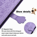 For Xiaomi Redmi 10X (4G) / Note 9 Cute Cat and Dog Embossed Horizontal Flip Leather Case with Bracket / Card Slot / Wallet / Lanyard(Purple)